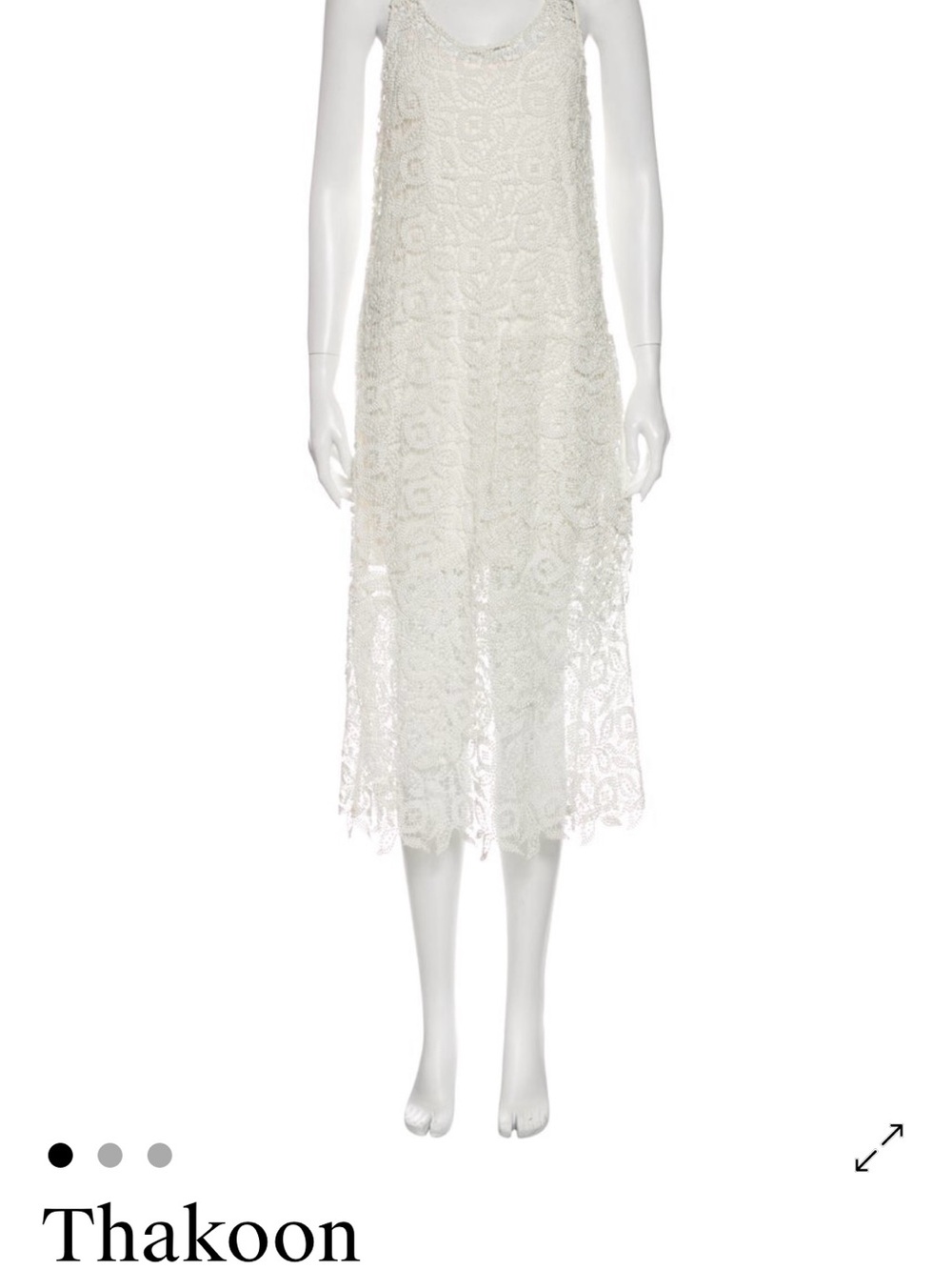 Thakoon Ivory Crochet Lace Midi Dress XS Vintage